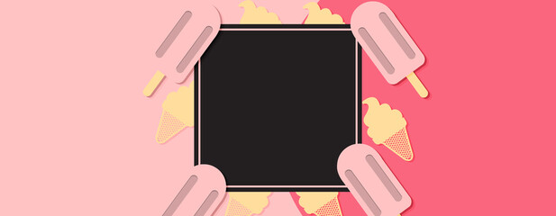 Colorful ice cream banner - Suitable for advertising and promotion in social media post, blog, web, cover, header