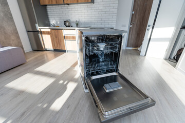 new dishwasher in modern kitchen.