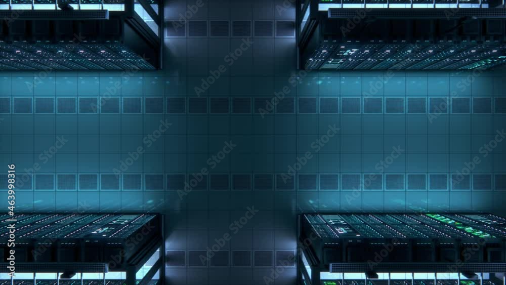 Aufkleber modern data technology center server racks working in dark facility. concept of internet of things, 