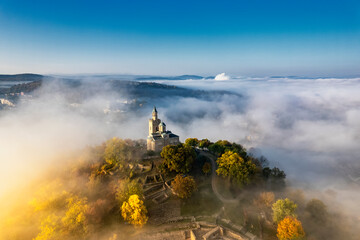 Aerial view of Tsarevets Fortress in Veliko Tarnovo
 - Powered by Adobe