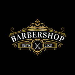 barbershop vintage style logo template