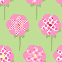 Fantasy flowers on green background