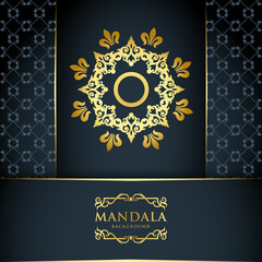 Decorative and luxurious mandala design background in gold color
