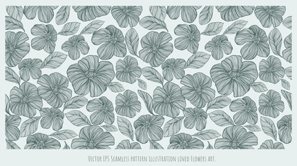 Seamless pattern overlapping illustration blooming Flowers art.