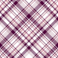 Seamless plaid check pattern in pastel pink, white and marsala purple. All over fabric repeat. 