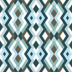 Abstract seamless geometric pattern in vector. Simple colorful texture. Background in green and blue colors