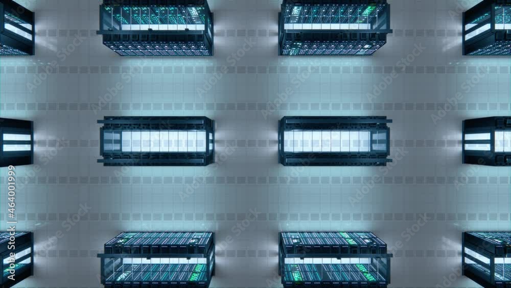 Poster modern data technology center server racks working in well-lighted facility. concept of internet of 