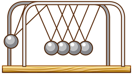 Newtons cradle pendulum on white background