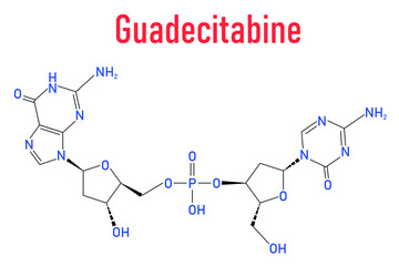 Guadecitabine cancer drug molecule (DNA methyltransferase inhibitor). Skeletal formula.