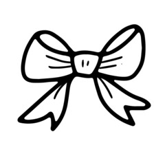  Ribbon bow with black outline doodle style