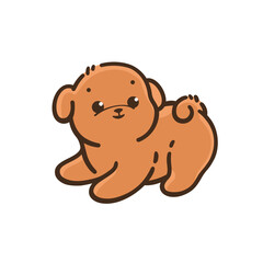 Bichon Frise puppy. Cute dog character. Vector illustration in cartoon style for poster, postcard.