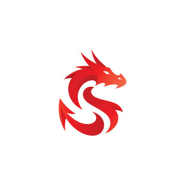 Modern vibrant gradient color style, dragon mascot logo vector icon