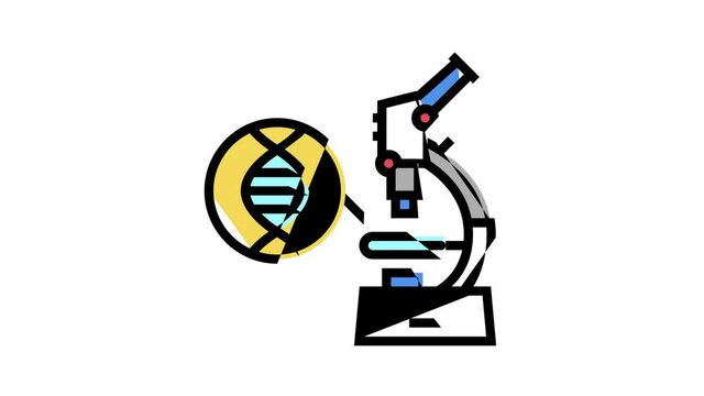 microscope for research genetic molecule animated color icon. microscope for research genetic molecule sign. isolated on white background