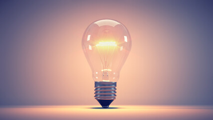 Illuminated lightbulb isolated on background .