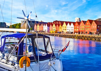 This unesco protected old merchant quarter of Bergen is the only preserved business district from...