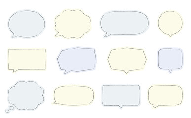 Fototapeta premium シンプルな吹き出しフレームのイラストセット。手描きペン風バージョン。