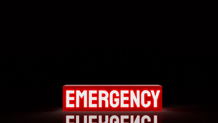 emergency light box in dark for rescue or  safety concept 3d rendering