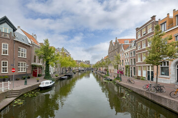 Oude Rijn in Leiden, Zuid-Holland Province, The Netherlands