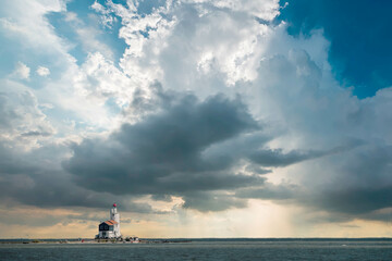 Lighthouse former Island Marken, Noord-Holland province, The Netehrlands