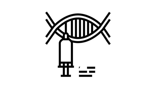 syringe molecular genetic animated line icon. syringe molecular genetic sign. isolated on white background