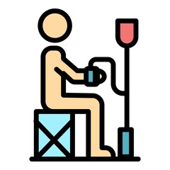 Man blood transfusion day icon. Outline man blood transfusion day vector icon color flat isolated