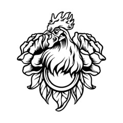 Rooster With Rose