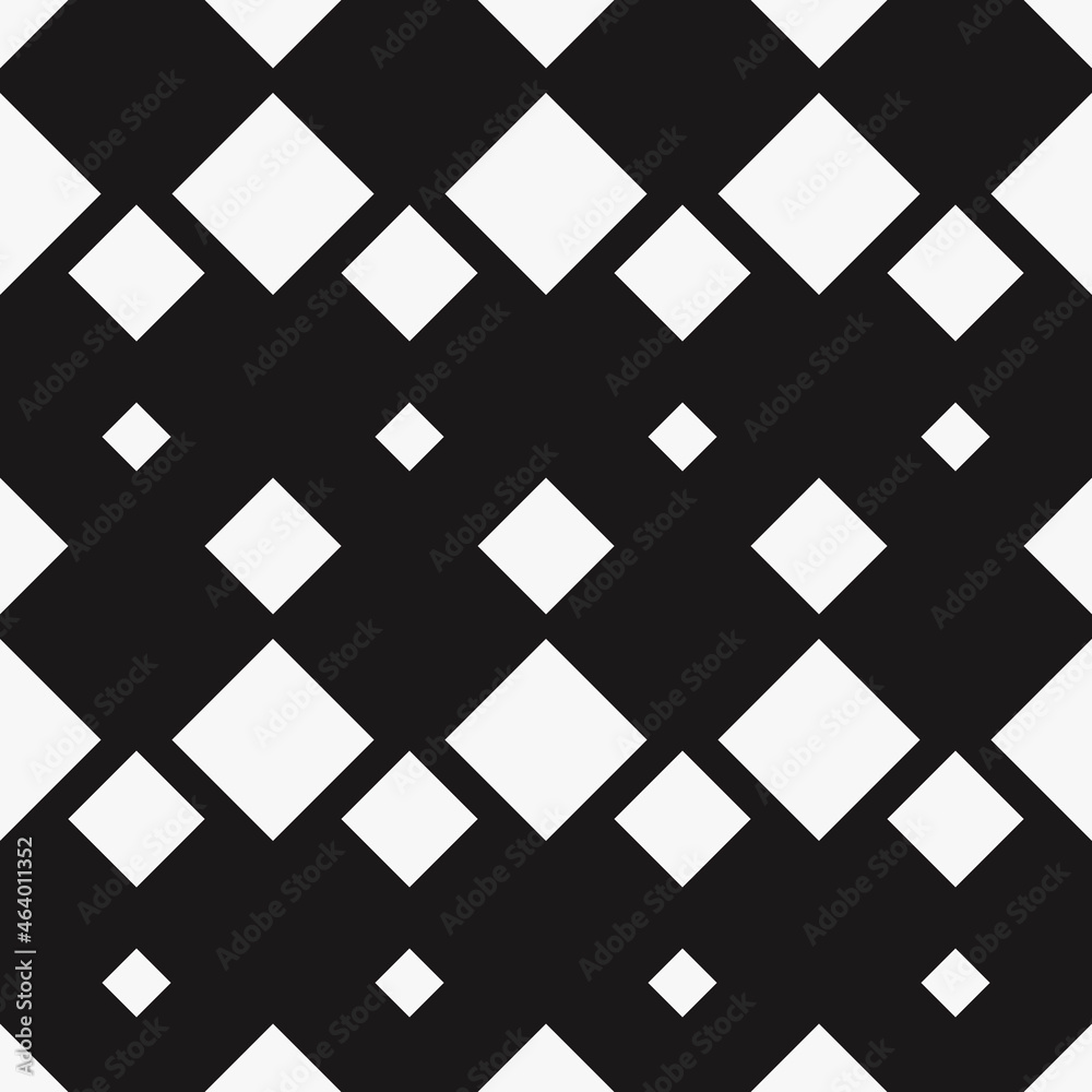 Poster White rhombuses and black background. Abstract minimalistic and geometric pattern. Seamless type vector.