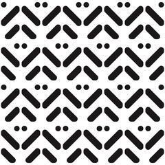 Dots and sticks in black on a blom background. Vector simple ornament. Seamless and decorative pattern with simple shapes.