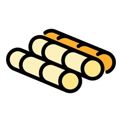 Sugar sticks icon. Outline sugar sticks vector icon color flat isolated