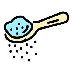 Food sugar spoon icon. Outline food sugar spoon vector icon color flat isolated