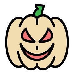 Pumpkin icon. Outline pumpkin vector icon color flat isolated