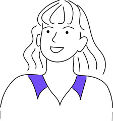 Vector logo with woman face. Hand drawing, minimalistic style, white background. Modern design concept.