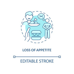 Appetite loss blue concept icon. Pneumonia symptom abstract idea thin line illustration. Bacterial, viral infections. Metabolic problem. Vector isolated outline color drawing. Editable stroke
