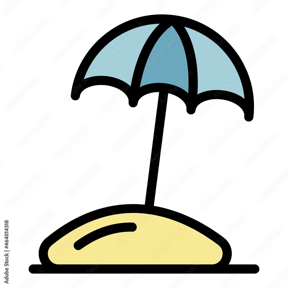 Wall mural Beach umbrella icon. Outline beach umbrella vector icon color flat isolated - Wall murals