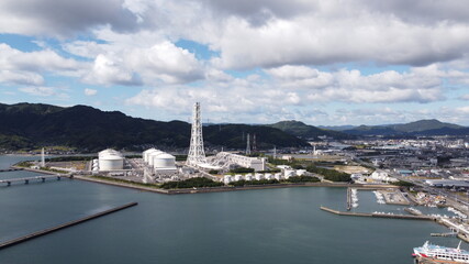 柳井火力発電所・ドローン空撮　山口県柳井市の街並み！