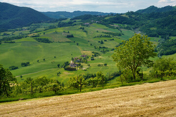 Fototapeta na wymiar Rural landscape near Riolo and Canossa, Emilia-Romagna.