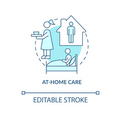 At home care blue concept icon. Pneumonia treatment abstract idea thin line illustration. Home quarantine. Treating seasonal respiratory illness. Vector isolated outline color drawing. Editable stroke