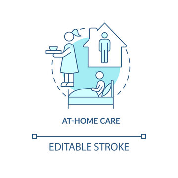At home care blue concept icon. Pneumonia treatment abstract idea thin line illustration. Home quarantine. Treating seasonal respiratory illness. Vector isolated outline color drawing. Editable stroke