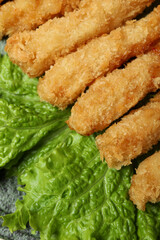 Сoncept of tasty food with deep-fried, close up
