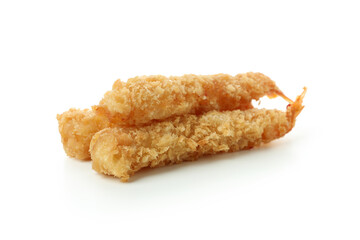 Deep-fried shrimp isolated on white background