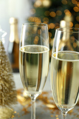 Concept of New Year celebration with champagne