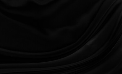 Black gray satin dark fabric texture luxurious shiny that is abstract silk cloth background with patterns soft waves blur beautiful.