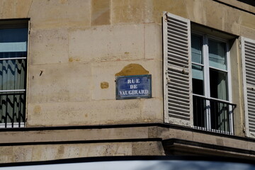 Rue de Vaugirard. Plaque de nom de rue. Paris. 