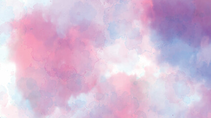 Gradient water color artistic brush paint splash background. Grungy purple abstract soft watercolor painted illustration with paper grain texture for retro aquarelle design white and sky backgroude