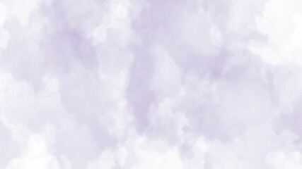 Soft clouds in blue purple and white sky for background with watercolor techniques. Abstract colorful watercolor on white background. Digital art painting.