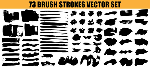 Set different grunge brush strokes. Dirty artistic design elements isolated on white background. Black ink vector brush strokes