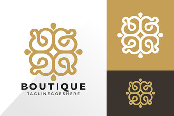 Luxury flower boutique logo and icon design vector concept for template