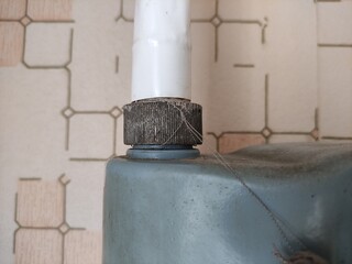 Gas pipe and gas meter connections in apartment, left side