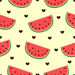 seamless love pattern with watermelon and heart
