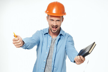 man in construction uniform Professional Job light background